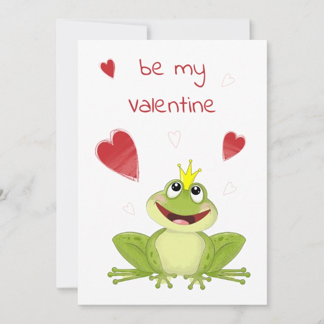 Cartes Pour Fêtes Annuelles Soyez ma Saint Valentin Cute Frog Prince (Devant)