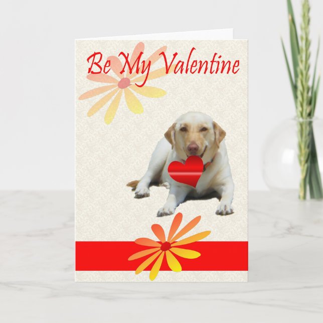 Cartes Pour Fêtes Annuelles Soyez ma Valentine Yellow Labrador Heart Card (Devant)