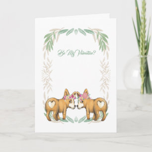 Cartes Pour Fêtes Annuelles Soyez Mes Chiens De Valentin Deux Corgi Avec Coeur