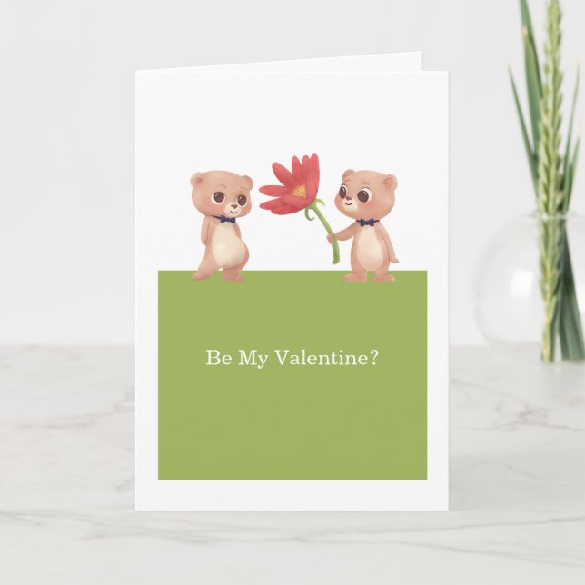 Cartes Pour Fêtes Annuelles Soyez Mes Nounours Gay Valentin Avec Fleur (Devant)