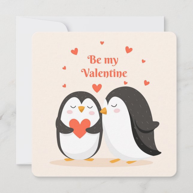 Cartes Pour Fêtes Annuelles Soyez mes pingouins de Saint-Valentin (Devant)