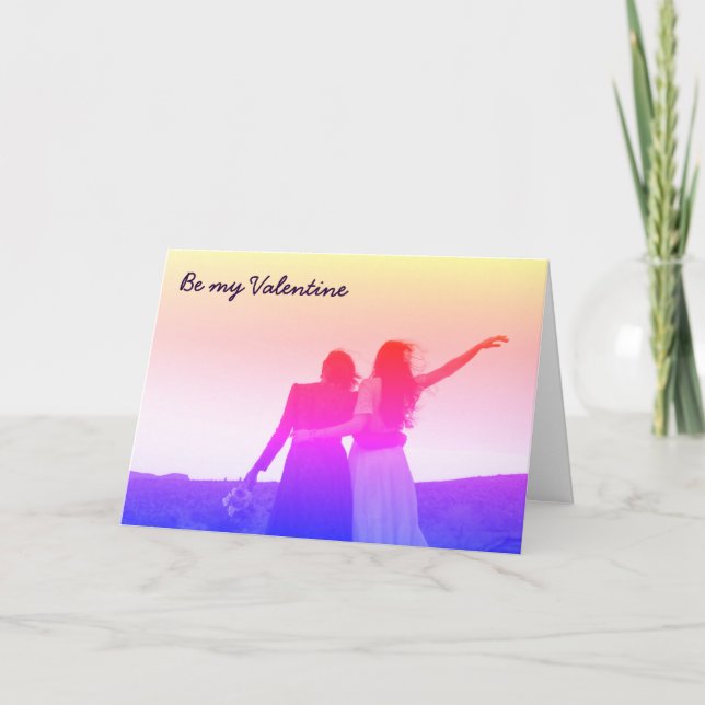 Cartes Pour Fêtes Annuelles Soyez mon Valentin (lesbienne/bisexuel) (Devant)