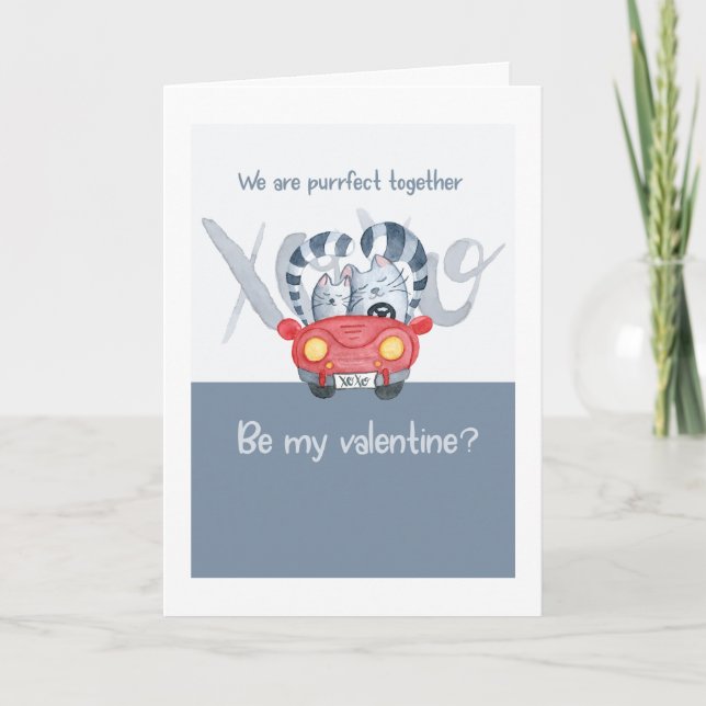 Cartes Pour Fêtes Annuelles Soyez Mon Valentine Cute Cats Purrfffect Ensemble (Devant)