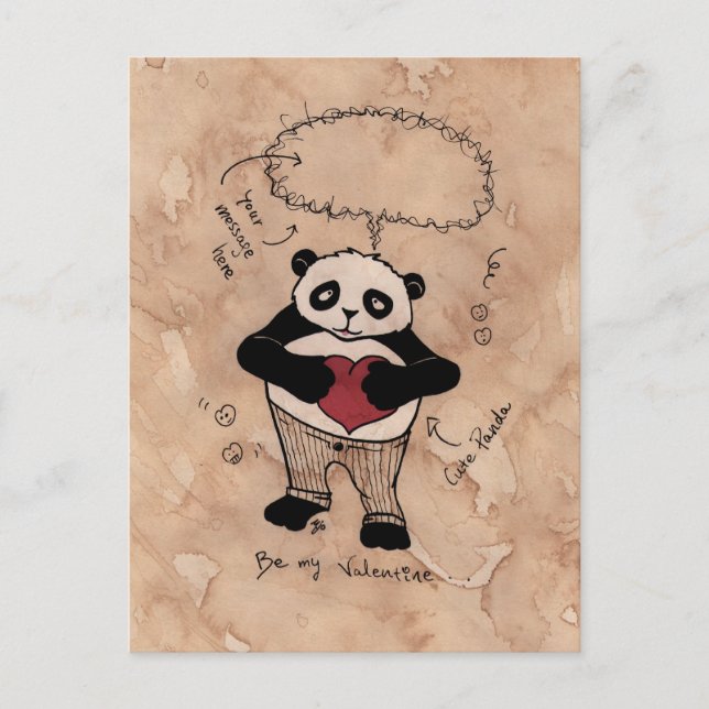 Cartes Pour Fêtes Annuelles Soyez mon Valentine, panda (Devant)