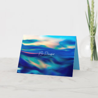 Cartes Pour Fêtes Annuelles Soyez paisible Beau Bleu Art Abstrait v2