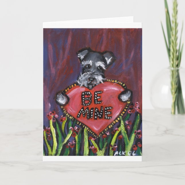 Cartes Pour Fêtes Annuelles Soyez Schnauzer Valentine de mine (Devant)