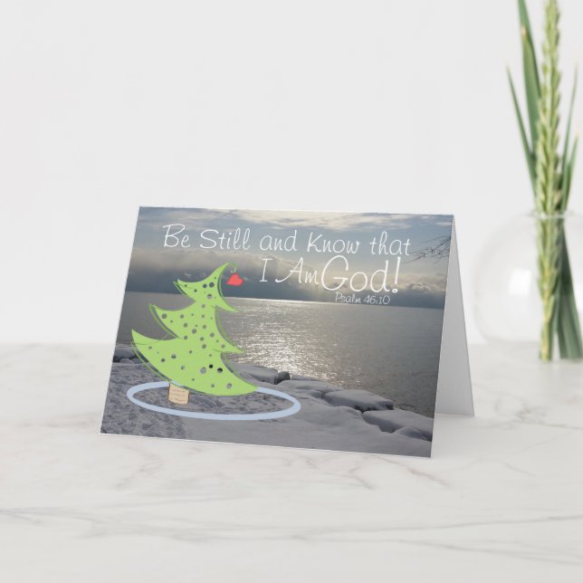 Cartes Pour Fêtes Annuelles Soyez toujours et connaissez Dieu Bible Verse, Noë (Devant)