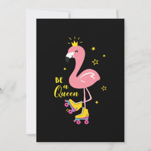 Cartes Pour Fêtes Annuelles Soyez Une Reine Rose Flamant rose Roller femmes fi