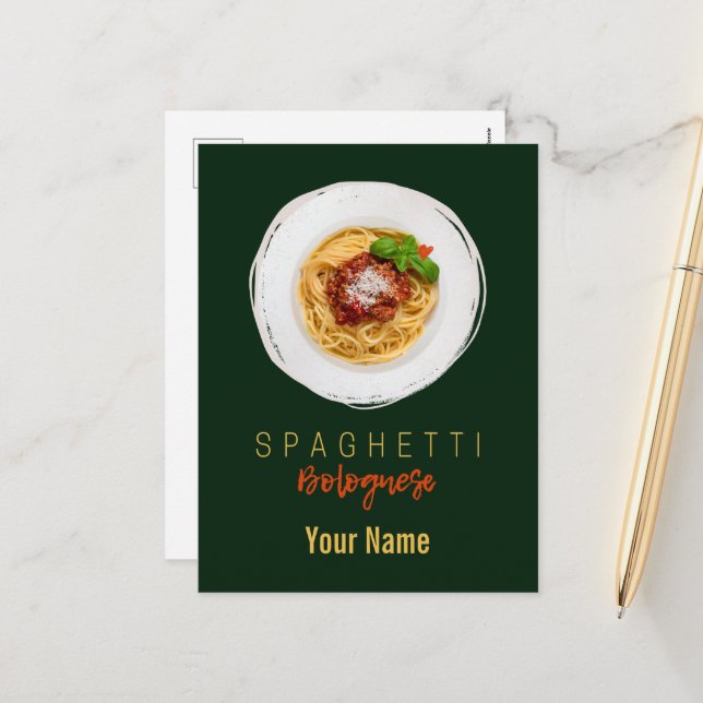 Cartes Pour Fêtes Annuelles Spaghetti bolognaise pâtes nouilles chef gourmet (Devant/Arrière en situation)