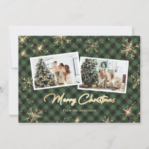 Cartes Pour Fêtes Annuelles SparkGreen Gold Snowflakes Photo Noël