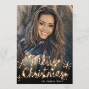 Cartes Pour Fêtes Annuelles Sparkle d'or de Noël Sparkle PHOTO Salutation