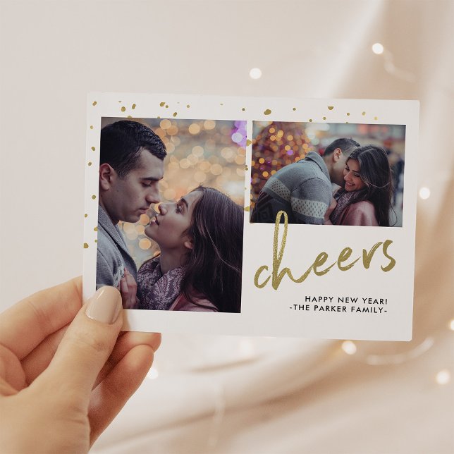 Cartes Pour Fêtes Annuelles Sparkling Cheer | Happy New Year Two Photo (Créateur téléchargé)