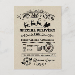 Cartes Pour Fêtes Annuelles Spécial Express de Noël Livraison Liste des Enfant
