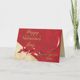 Cartes Pour Fêtes Annuelles Special Mom Gold et Red Filigree Heart Valentine 