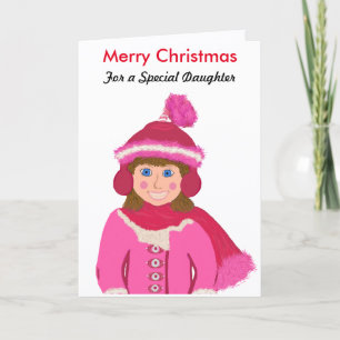 Cartes Pour Fêtes Annuelles Spécial Noël Fille Chapeau Rose