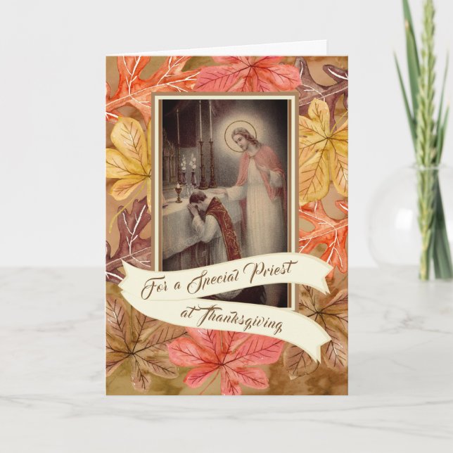 Cartes Pour Fêtes Annuelles Special PriestThanksgiving Autumn (Devant)
