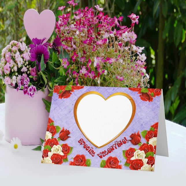 Cartes Pour Fêtes Annuelles Special Valentine, Roses et Frame Ajouter une phot (Créateur téléchargé)