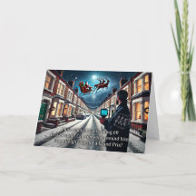 Speeding Père Noël Christmas Greeting Card 2024