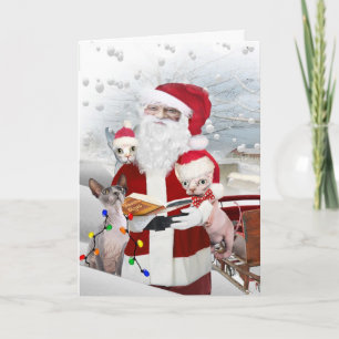 Cartes Pour Fêtes Annuelles Sphynx Kitten's A Look At Santa's Book