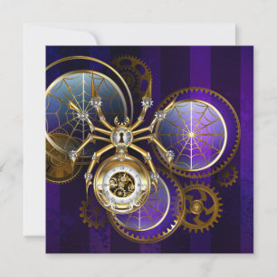 Cartes Pour Fêtes Annuelles Spider Steampunk sur Arrière - plan pourpre