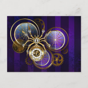 Cartes Pour Fêtes Annuelles Spider Steampunk sur Arrière - plan pourpre