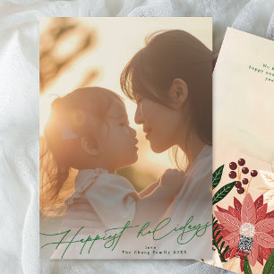 Cartes Pour Fêtes Annuelles Splendeur élégante verte la plus heureuse Photo No