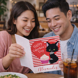 Cartes Pour Fêtes Annuelles Splendid Cat Red and White Stripes Saint-Valentin