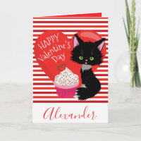 Splendid Cat Red and White Stripes Saint-Valentin
