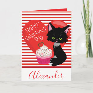 Cartes Pour Fêtes Annuelles Splendid Cat Red and White Stripes Saint-Valentin