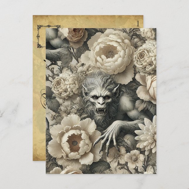 Cartes Pour Fêtes Annuelles Splendor lycanthropique - Victorien gothique (Devant / Derrière)