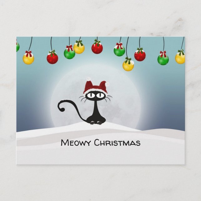 Cartes Pour Fêtes Annuelles Spooky Le Chat Noir de Noël (Devant)
