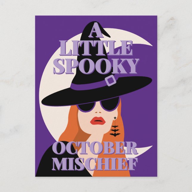 Cartes Pour Fêtes Annuelles Spooky October Mischief Halloween Witch (Devant)