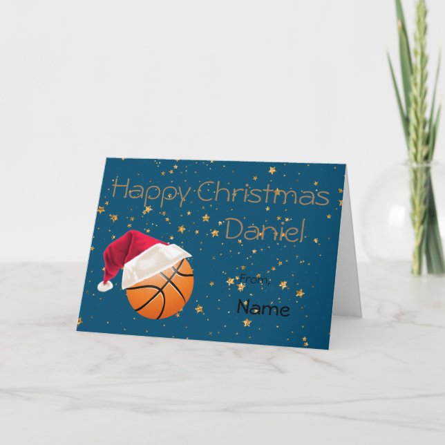 Cartes Pour Fêtes Annuelles Sports Basketball vacances Noël personnalisé (Devant)