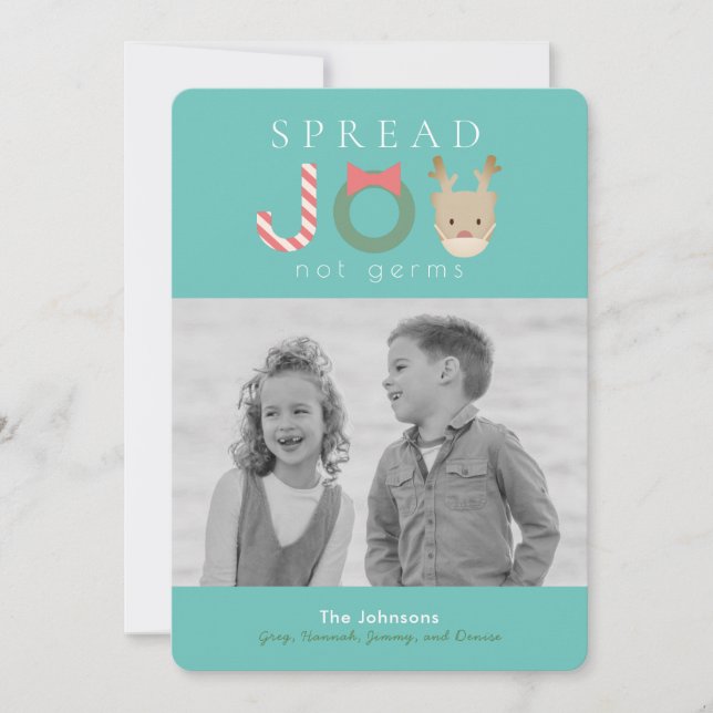 Cartes Pour Fêtes Annuelles Spread JOY Reindeer Mask Blue Christmas (Devant)