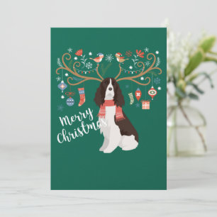Cartes Pour Fêtes Annuelles Springer Spaniel anglais Renne de Noël Chien