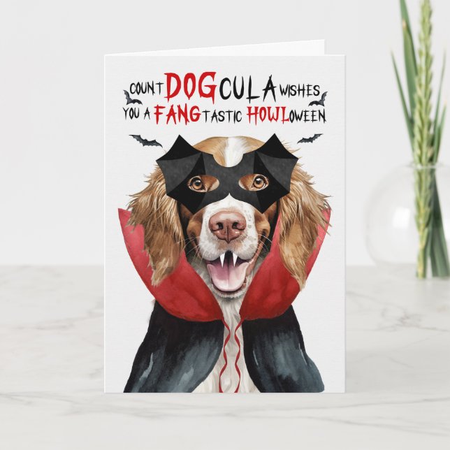 Cartes Pour Fêtes Annuelles Springer Spaniel Chien Drôle Nombre DOGcula Hallow (Devant)