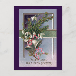 Cartes Pour Fêtes Annuelles Spruce and Silver Bells Vintage New Year