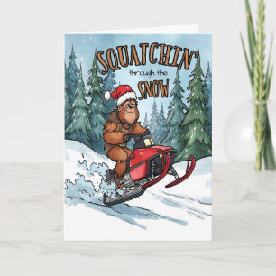Cartes Pour Fêtes Annuelles Squatchin' dans la Neige Noël Bigfoot