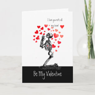 Cartes Pour Fêtes Annuelles Squelette amusant Coeurs d'amour Valentine Humour 