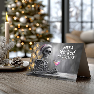 Cartes Pour Fêtes Annuelles Squelette de Noël et cocktail
