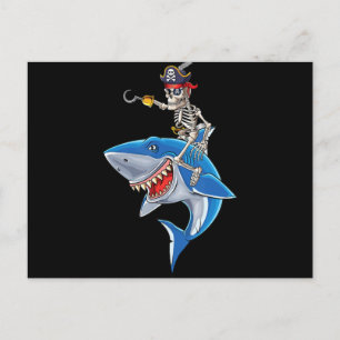Cartes Pour Fêtes Annuelles Squelette de pirate chevauchant un requin Garçons