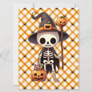 Cartes Pour Fêtes Annuelles Squelette d'Halloween mignon et fantaisiste