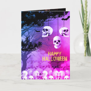 Cartes Pour Fêtes Annuelles Squelette Fête d'Halloween Nuit Folles Crâne
