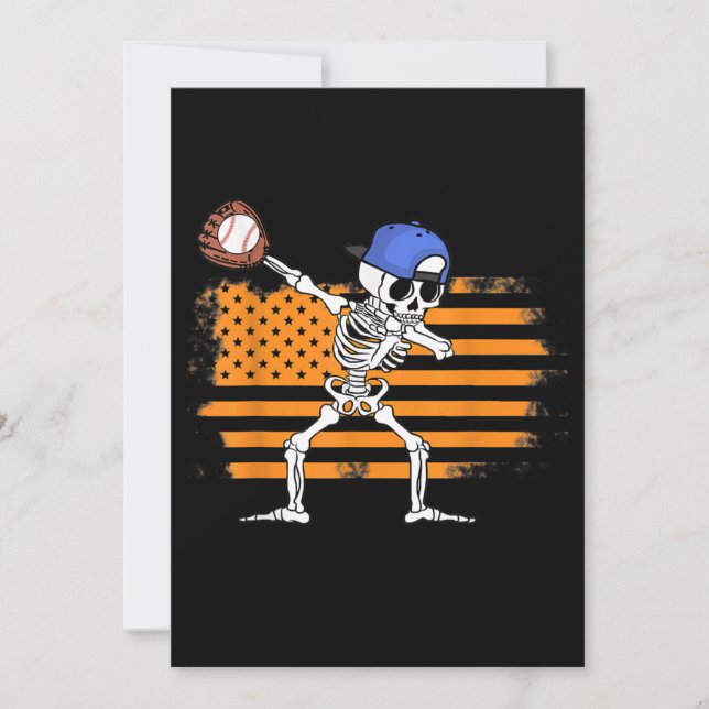 Cartes Pour Fêtes Annuelles Squelette qui fait Dabbing Baseball Drôle Hallowee (Devant)