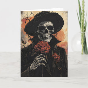 Cartes Pour Fêtes Annuelles Squelette Rose romantique