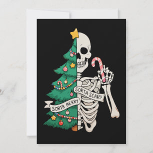 Cartes Pour Fêtes Annuelles Squelette un peu joyeux un peu effrayant d'arbre d