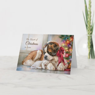 Cartes Pour Fêtes Annuelles St. Bernard Kitten Noël
