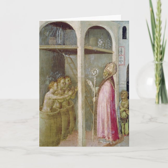 Cartes Pour Fêtes Annuelles St. Nicholas ressuscite les trois enfants (Devant)