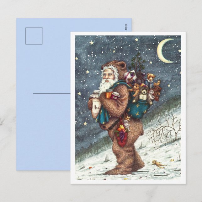 CARTES POUR FÊTES ANNUELLES ST. NICK DANS LA COUVERTURE TEDDY BEAR, NOËL TEDDI (Devant / Derrière)