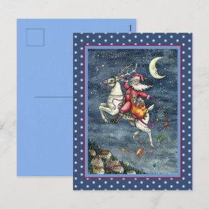 CARTES POUR FÊTES ANNUELLES ST. NICK, RÉINDEUR BLANC VOL, MAGIE DE NOËL